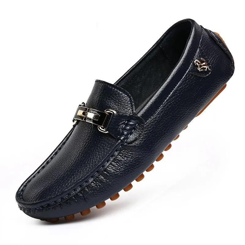 Mocassins élégants en cuir - Chaussures pour hommes antidérapantes avec fermeture métallique