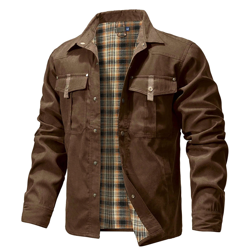 Chemise-veste en flanelle homme, doublée chaude