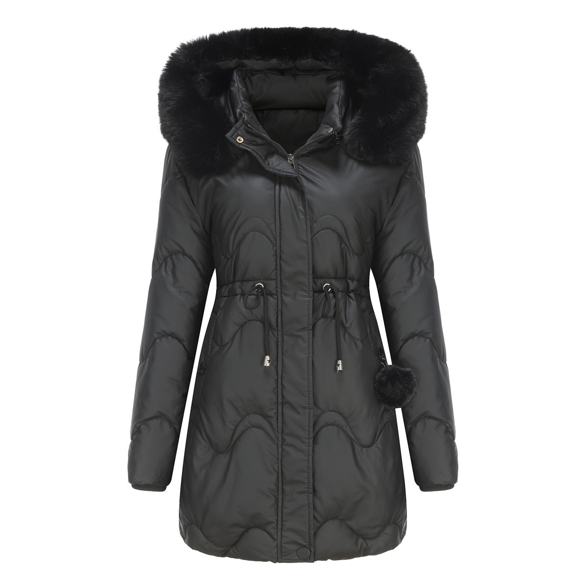 Veste d'hiver chaude pour femme à capuche et fermeture éclair