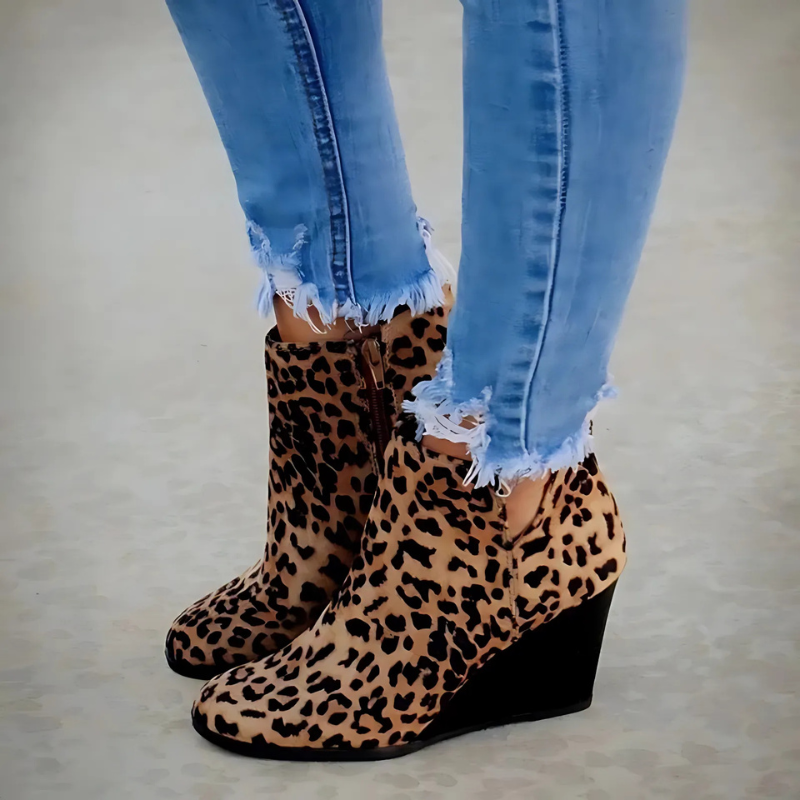 Bottines compensées en similicuir suédé pour femme