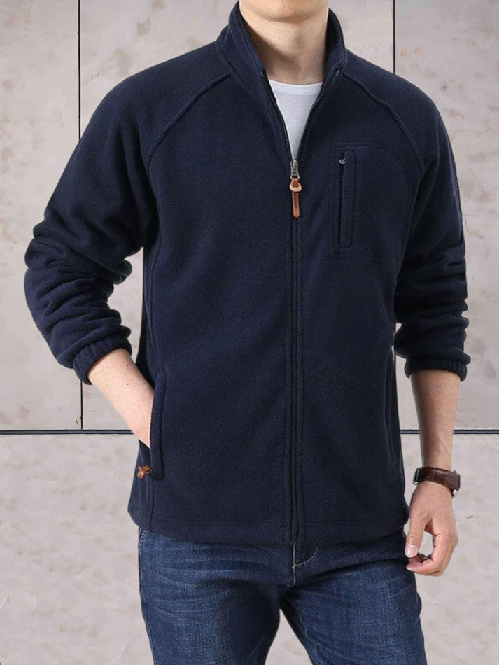 Veste polaire col montant bicolore fermeture éclair