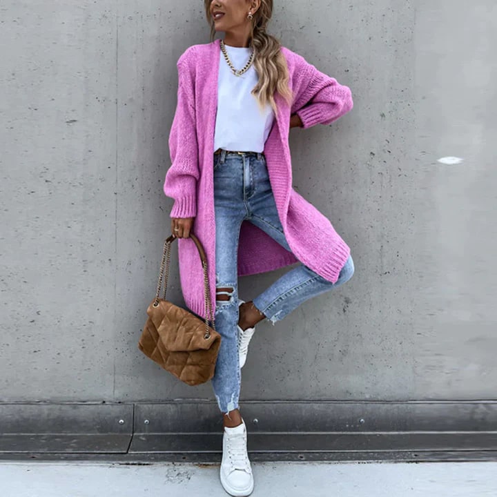 Long gilet en maille oversize pour femme