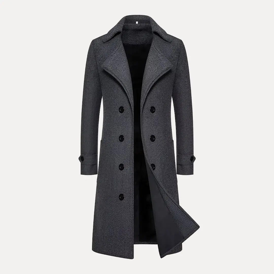 Trench-coat classique double boutonnage en laine