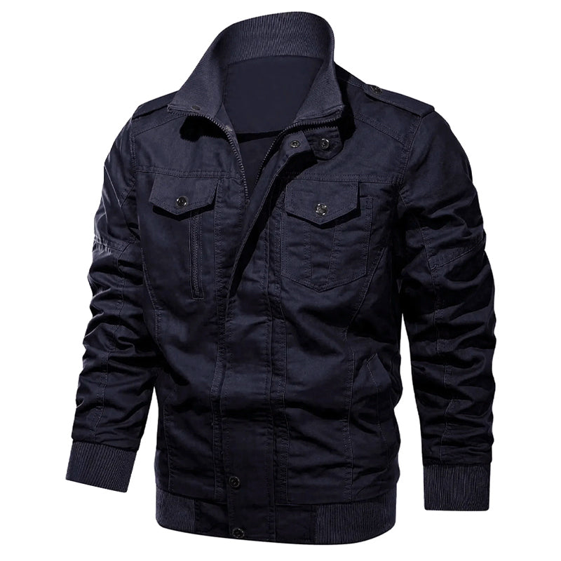 Blouson bombardier militaire en coton zippé moderne