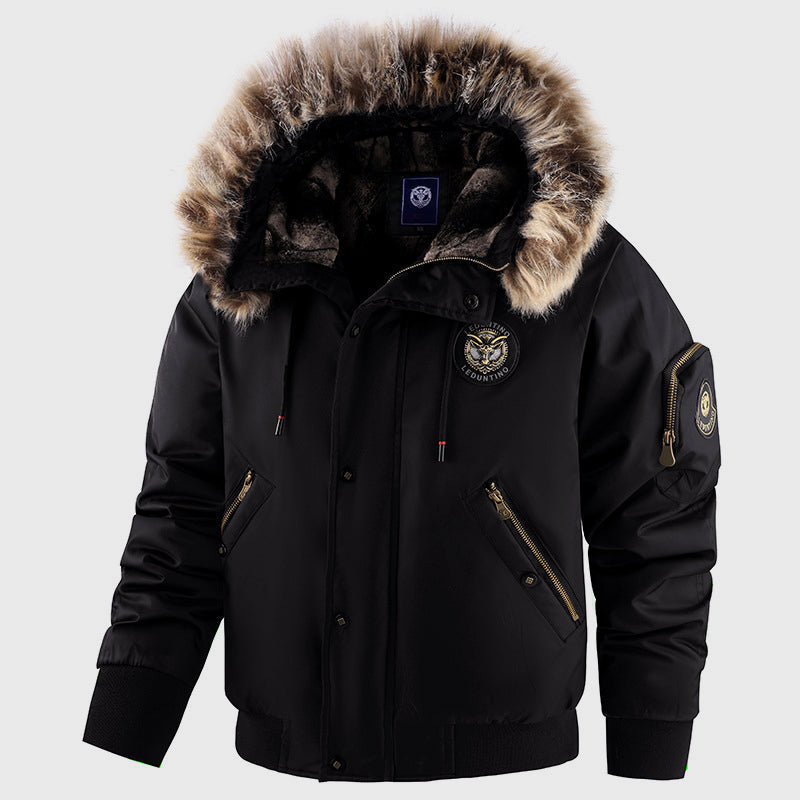 Veste d'hiver chaude avec capuche en fourrure