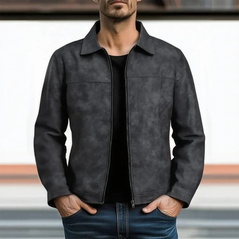 Veste en cuir élégante pour homme, style décontracté