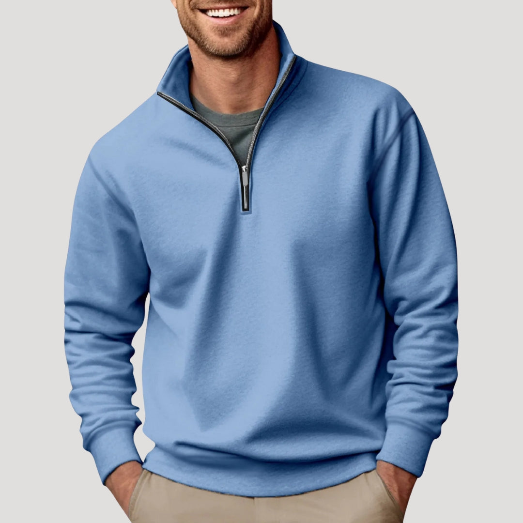 Pull Homme Classique Col Zippé Moderne