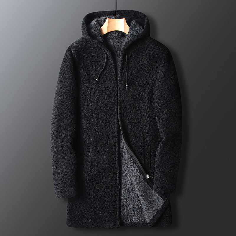 Veste d'hiver longue pour homme à capuche, chaude et isolée