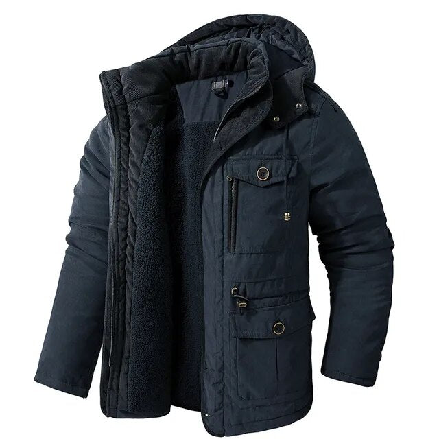 Veste d'hiver pour hommes isolation polaire capuche