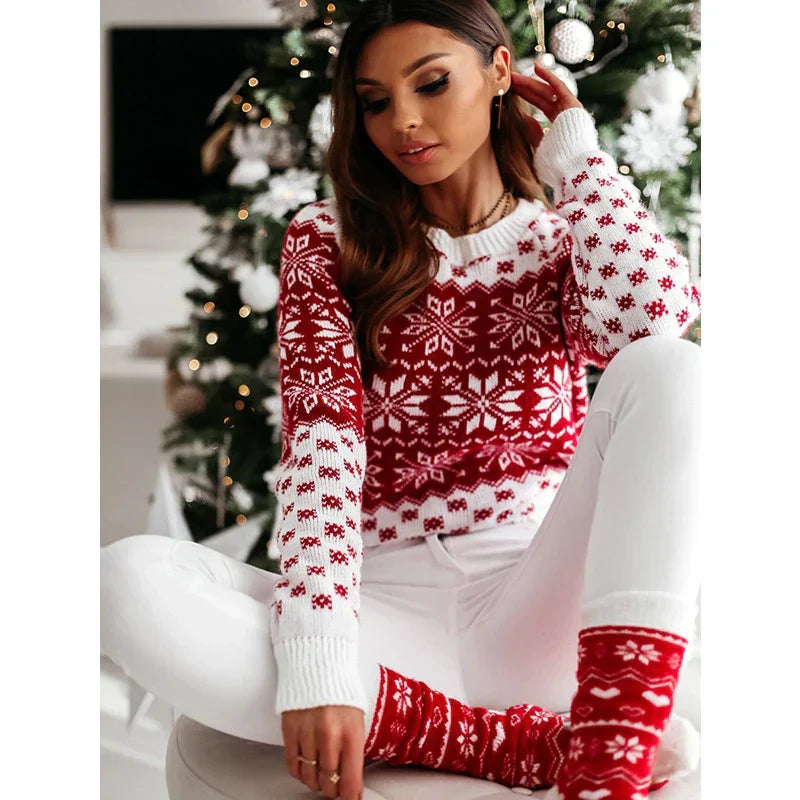 Pull de Noël femme motif flocon de neige