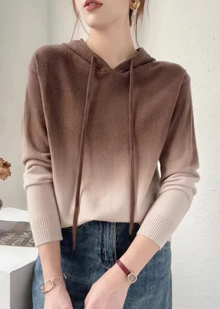 Pull en laine à capuche dégradé automnal