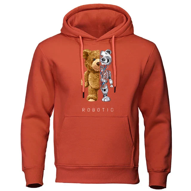Sweat à capuche douillet motif ours en peluche