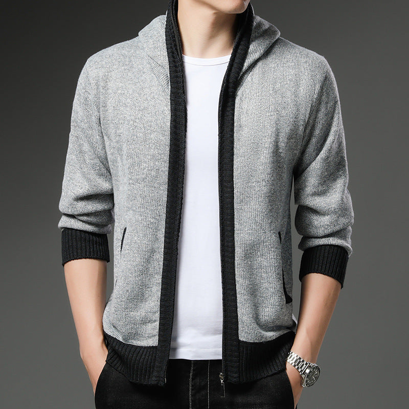 Cardigan Homme Moderne Capuche Noir Blanc