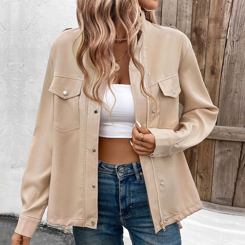 Damen Jacke Modern Mit Stylishen Brusttaschen - IdealeKleiden