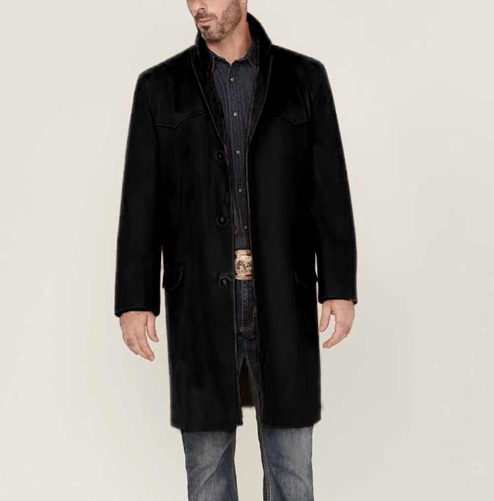 Manteau long classique élégant style western pour homme