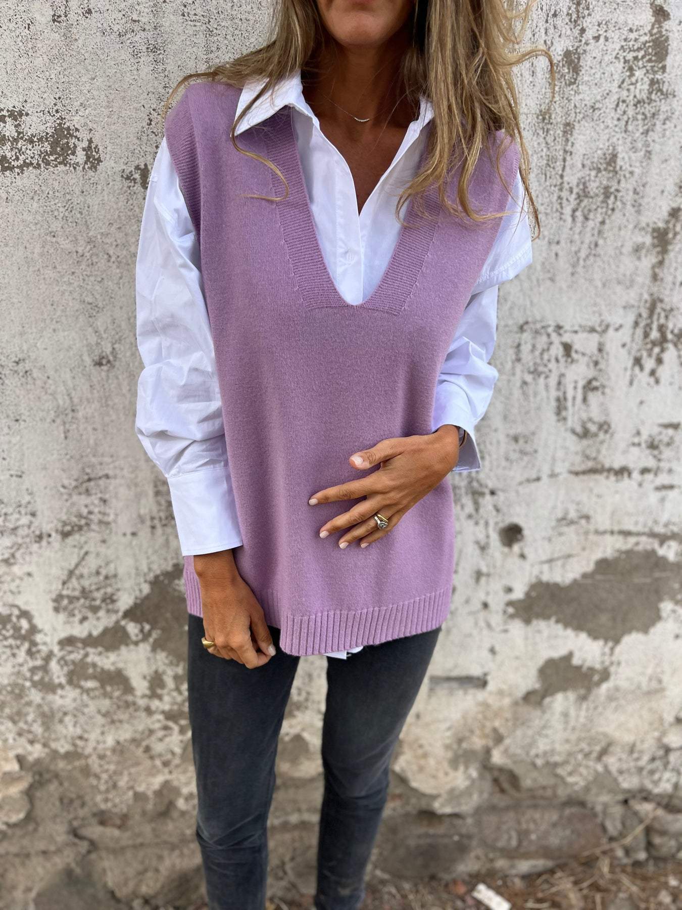 Pull pour femme décontracté col V style casual