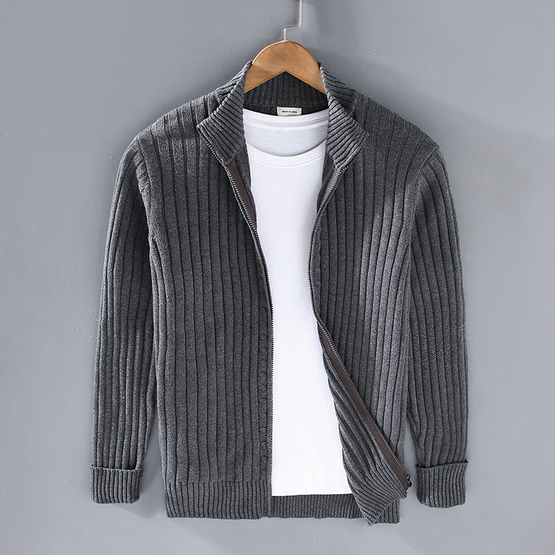 Pull en tricot de luxe pour homme avec fermeture éclair