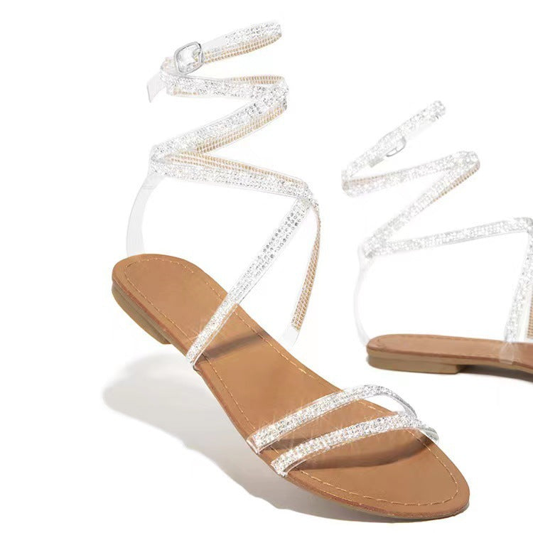 Sandales pour femmes paillettes strass chaussures de soirée