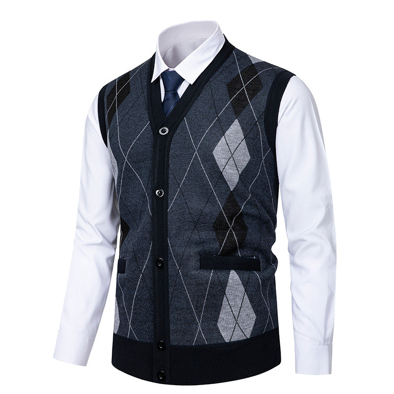 Cardigan homme élégant motif losanges moderne