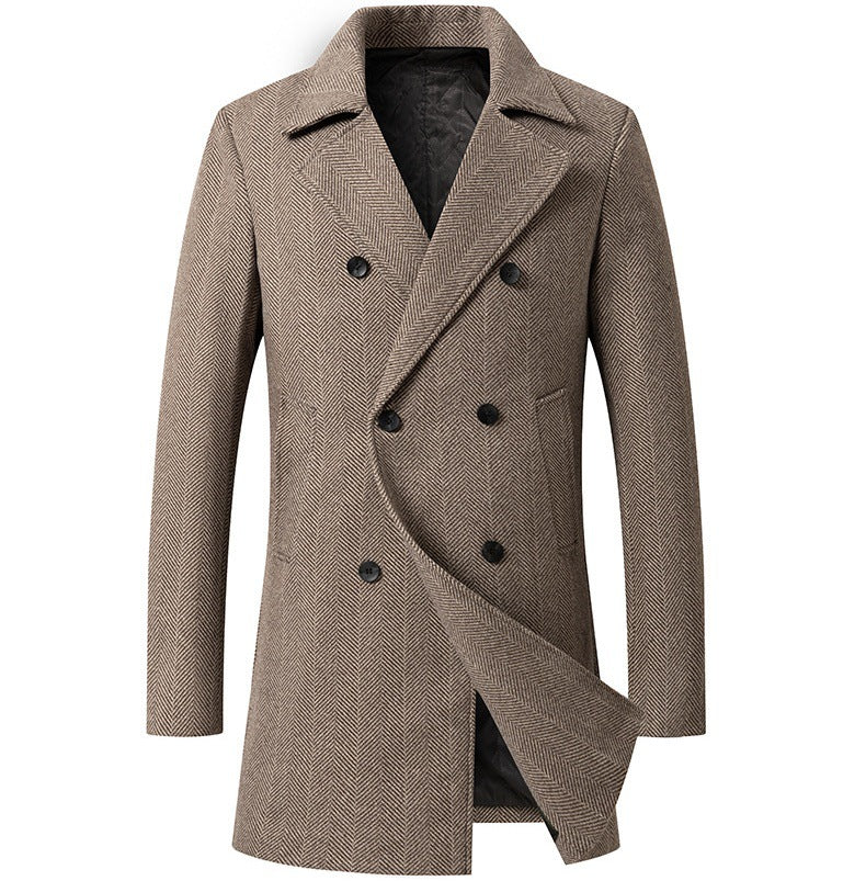 Manteau homme croisé élégant motif chevrons