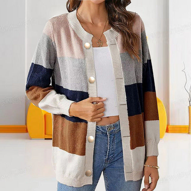 Cardigan Femme Printemps Rayé