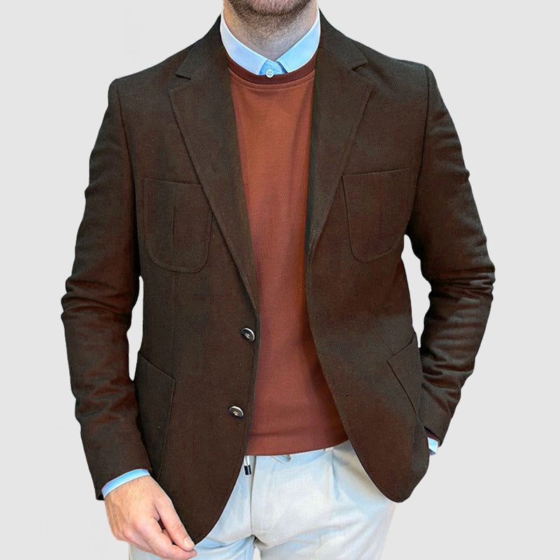 Robe élégante pour femme Coupe cintrée Mélange de laine Double boutonnage