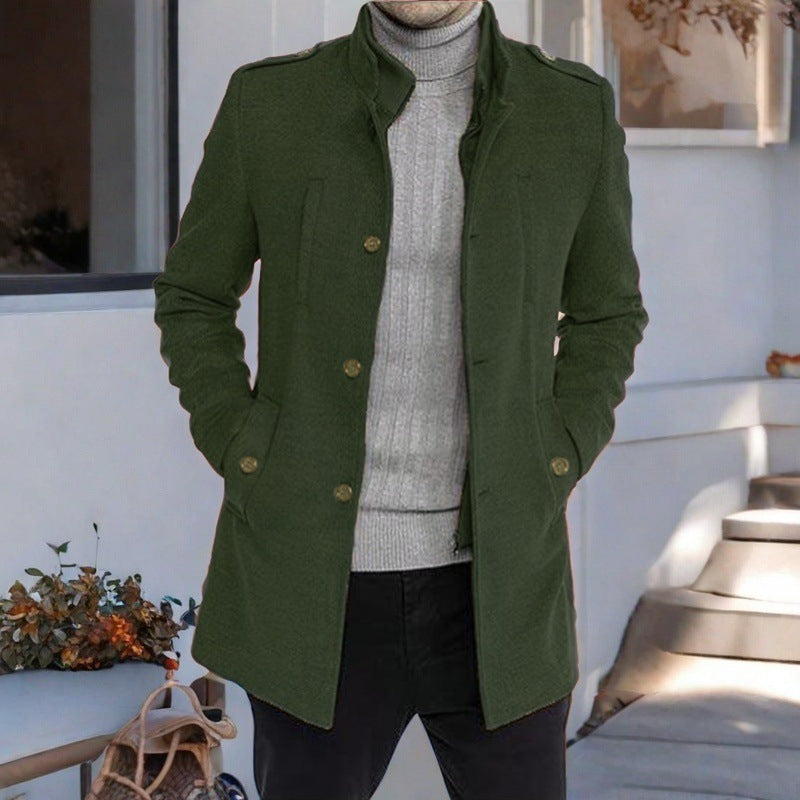 Manteau d'hiver homme élégant col montant poches