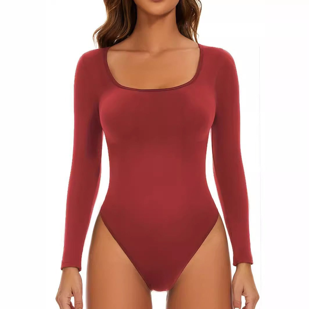 Body manches longues pour femme avec décolleté plongeant et coupe slim