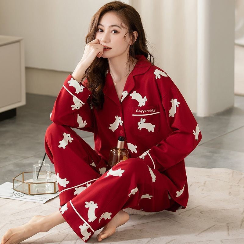 Weihnachts-Pyjama Damen Flanell Rentier Motiv - IdealeKleiden