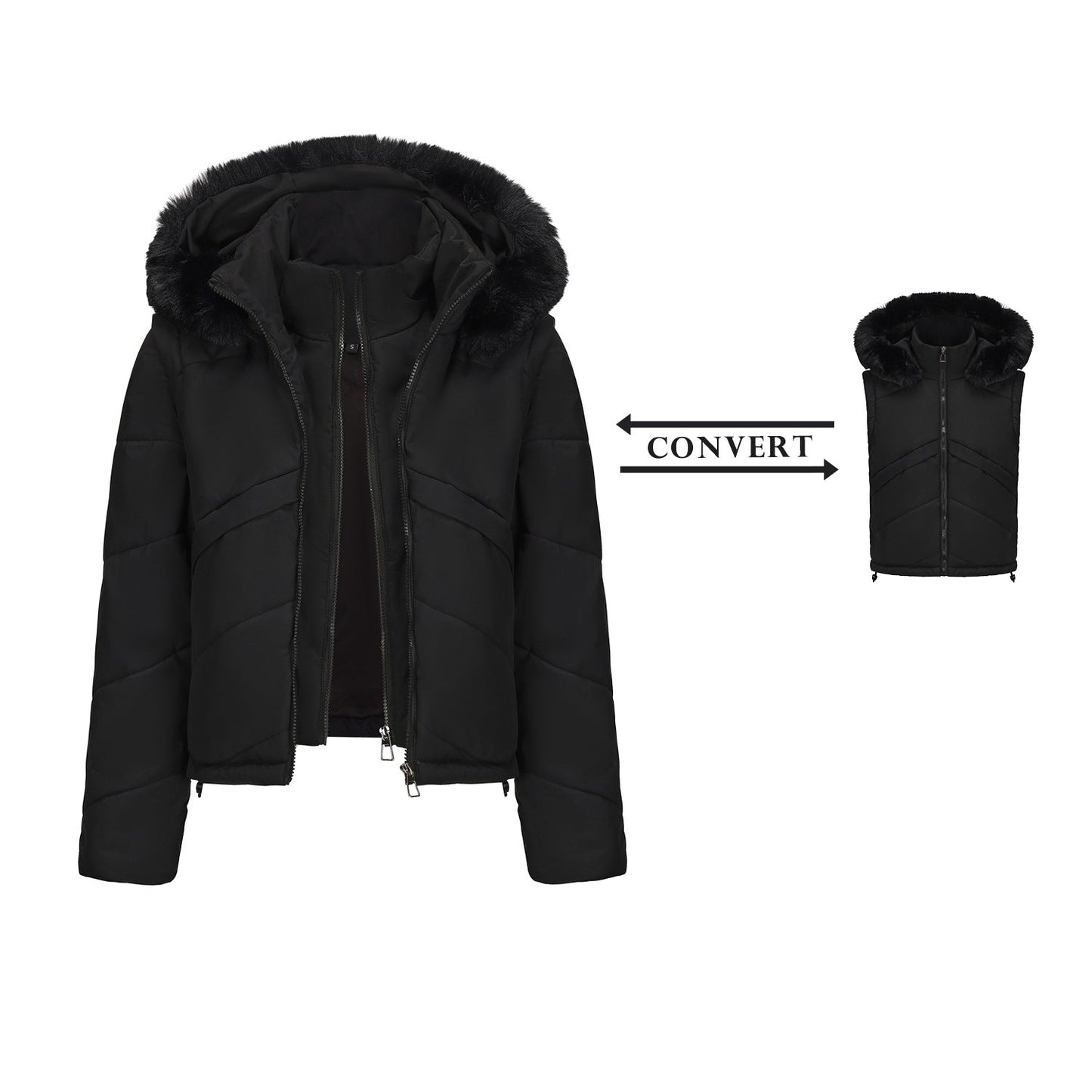 Manteau réversible femme en fausse fourrure, moderne