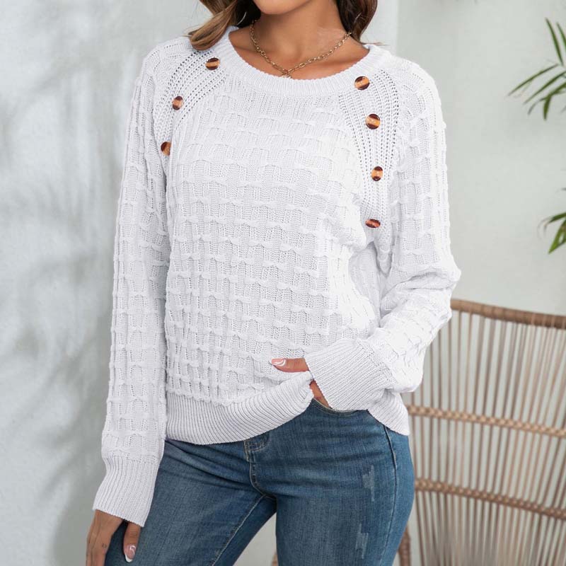 Pull-over de printemps boutonné pour femme
