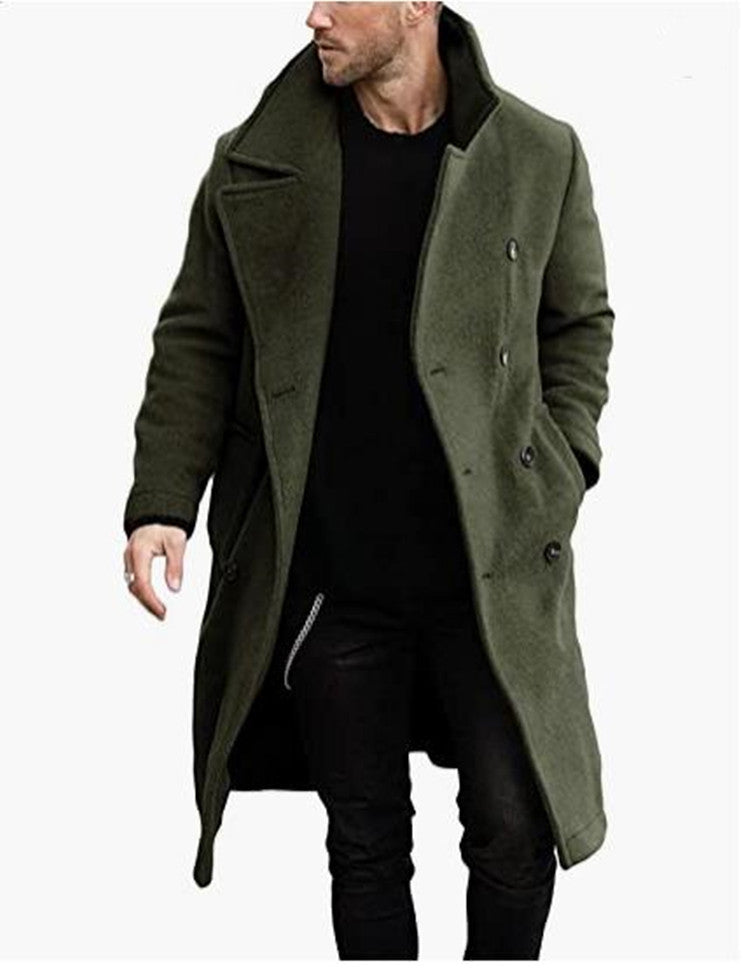 Manteau en laine pour homme style col double moderne