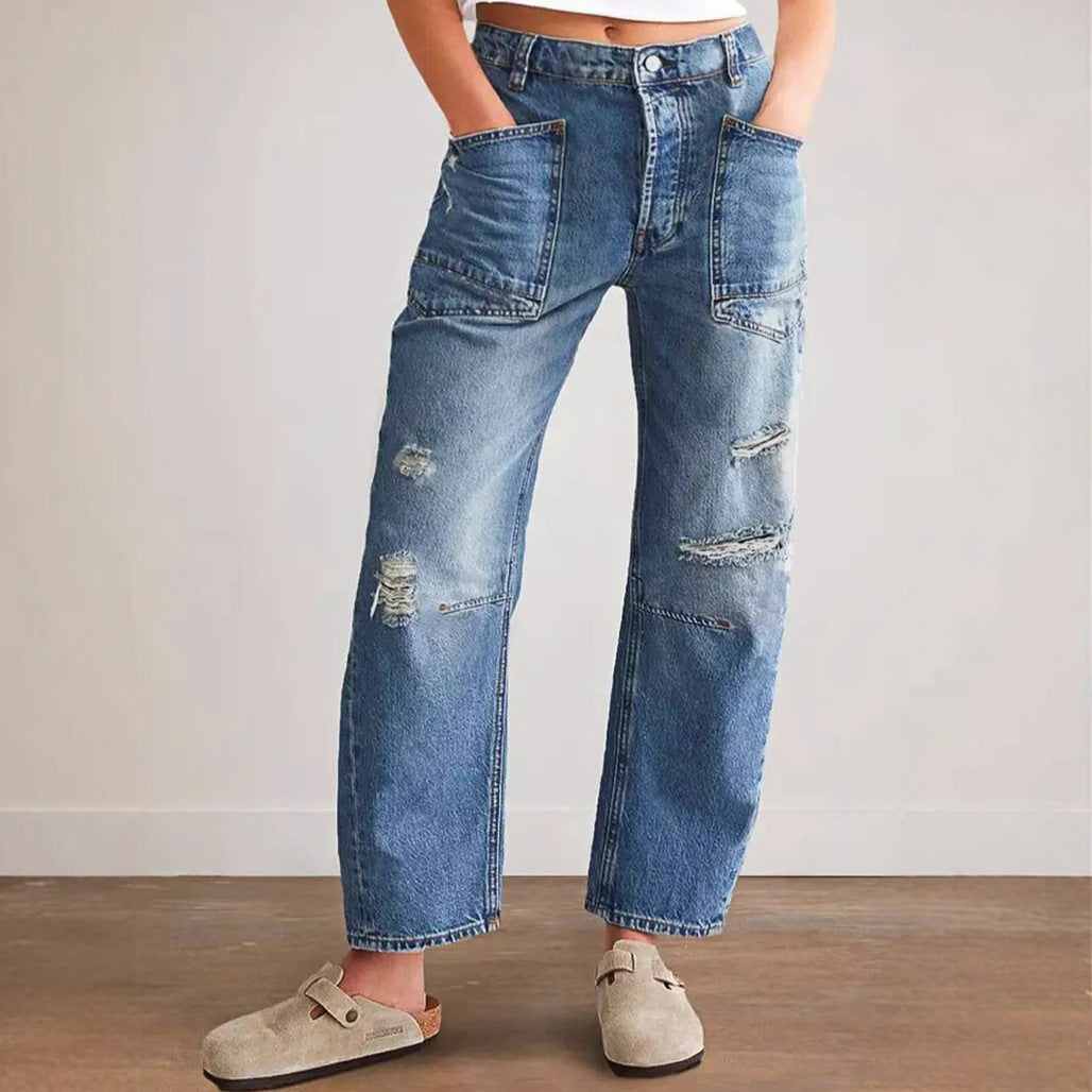 Damen Boyfriend Jeans Trendy Vintage Style - IdealeKleiden