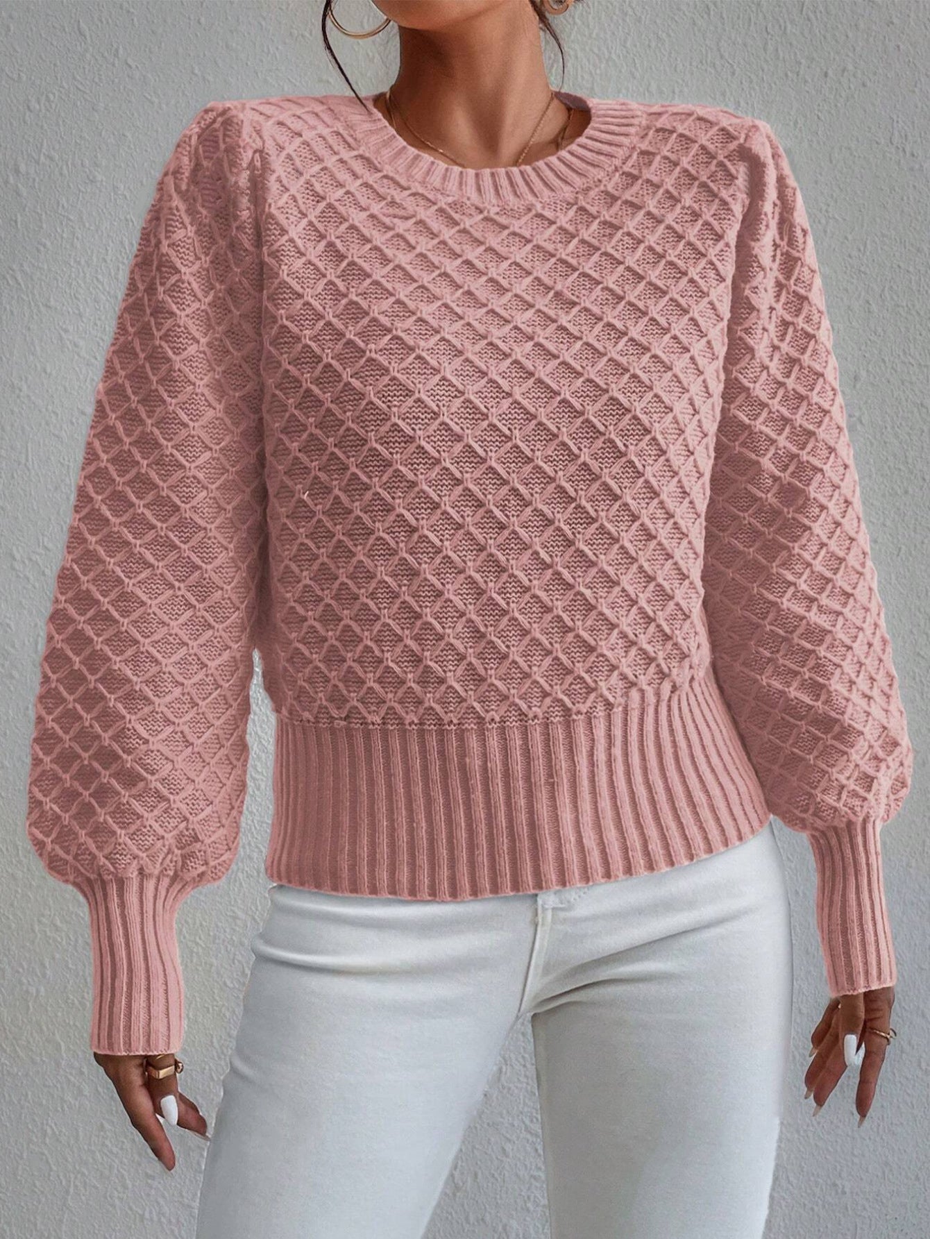 Sweat-shirt douillet mélange de laine col rond oversize