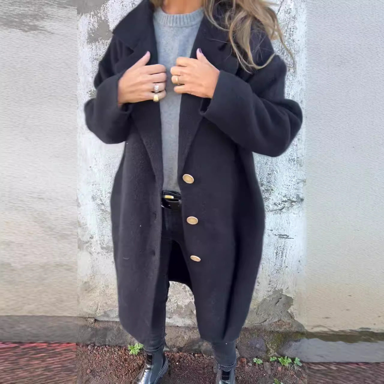 Manteau en laine pour femme, coupe oversize, design élégant