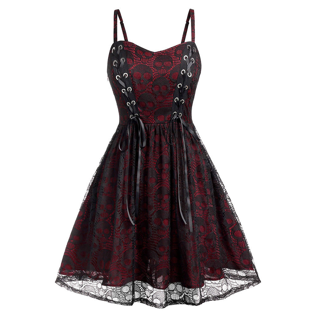 Robe patineuse femme Élégante Dentelle Laçage