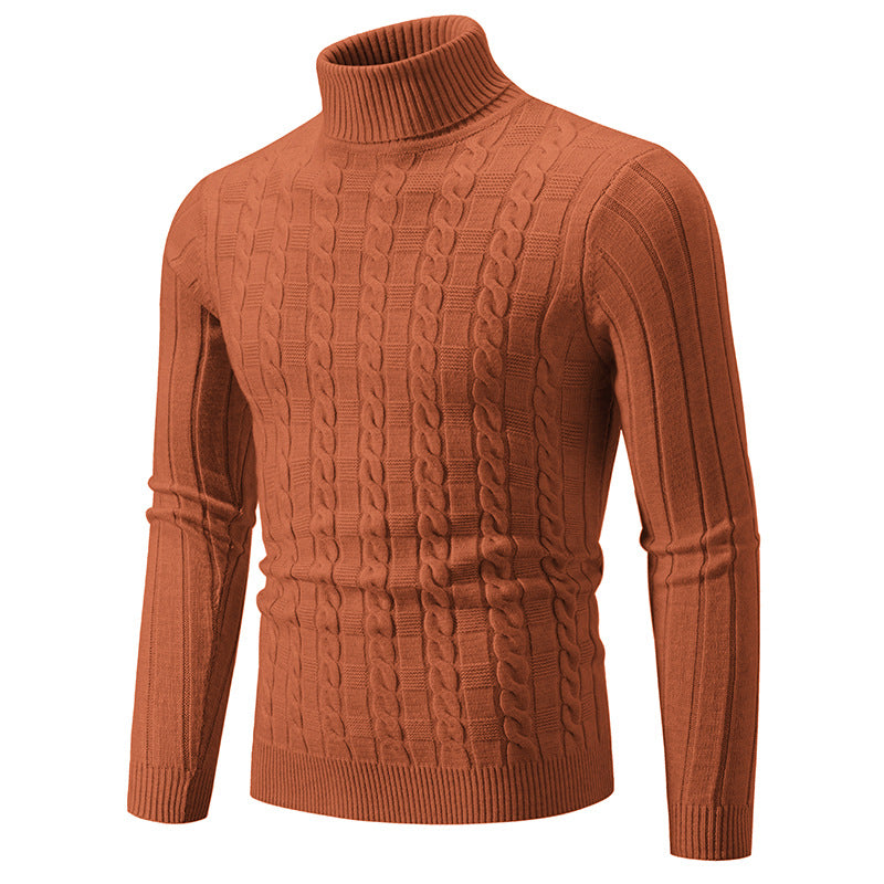 Pull en maille homme col roulé torsadé classique