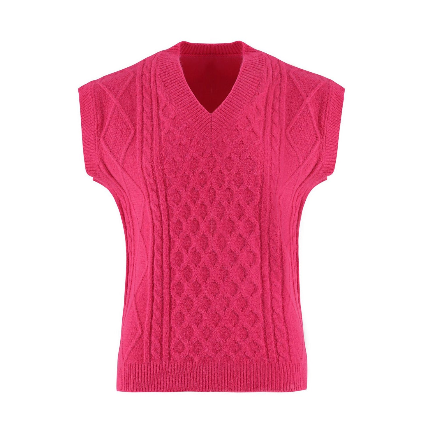 Gilet en tricot pour femme col V motif torsadé vêtement élégant