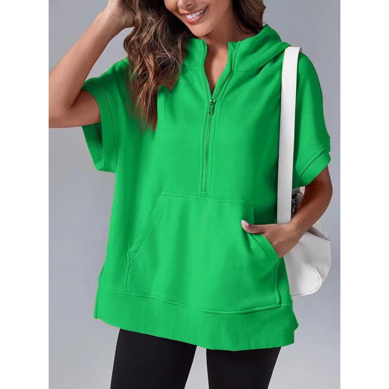 Sweat-shirt à capuche décontracté pour femme avec poches et fermeture éclair