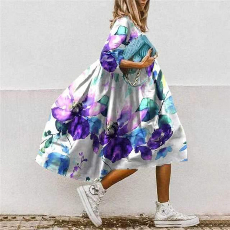 Robe d'été femme motif floral coloré élégant