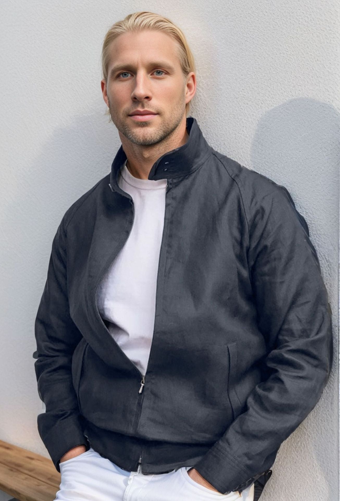 Veste mi-saison homme légère col montant moderne