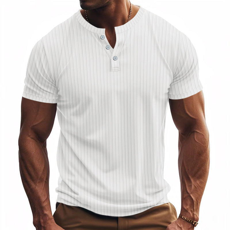 T-shirt Henley à manches courtes homme rayé Pratique