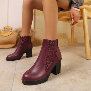 Bottines pour femmes à talons hauts élégantes aspect cuir