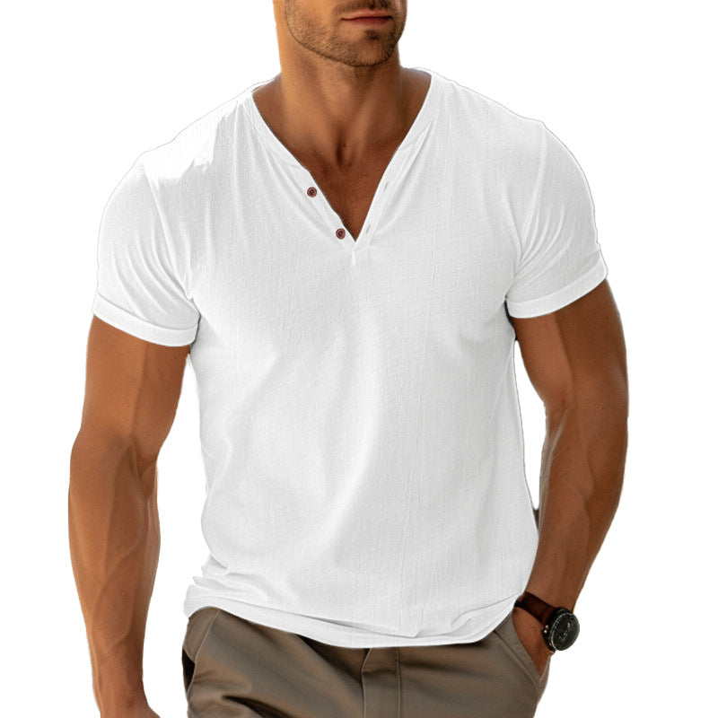 T-shirt Henley léger pour hommes Confortable Respirant