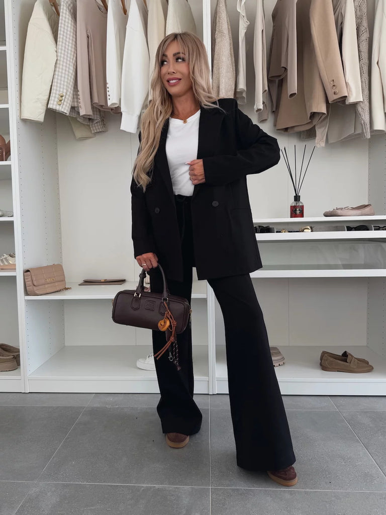 Grand blazer grande taille en mélange de laine à double boutonnage