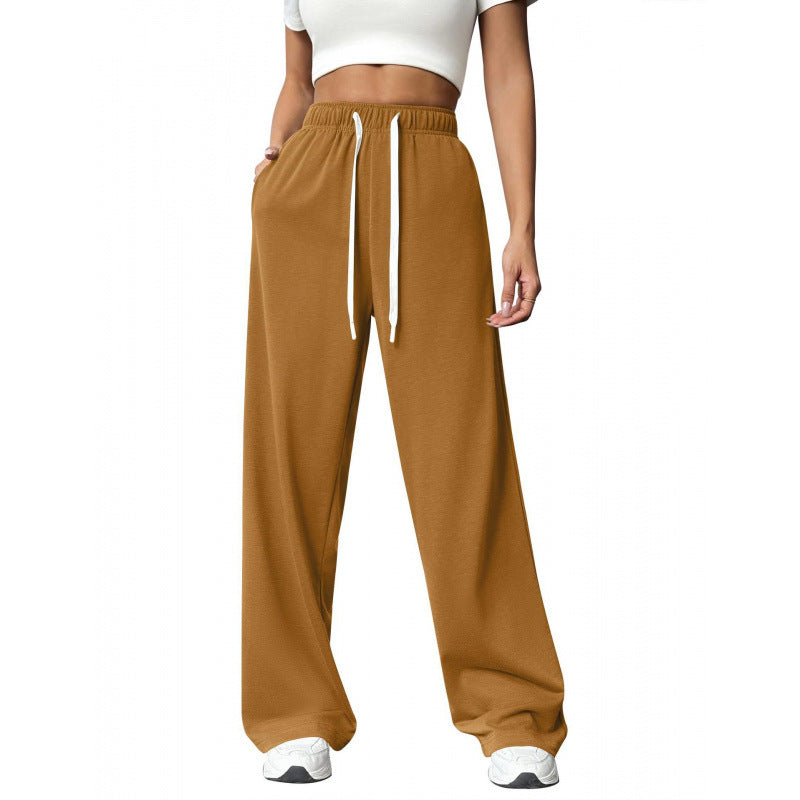Pantalon décontracté femme Confortable Élastique Coupe large