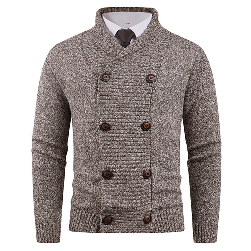 Gilet en maille moderne pour homme avec col châle et boutons