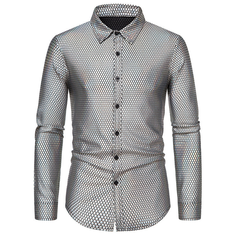 Chemise homme Motif nid d'abeille brillant Élégant