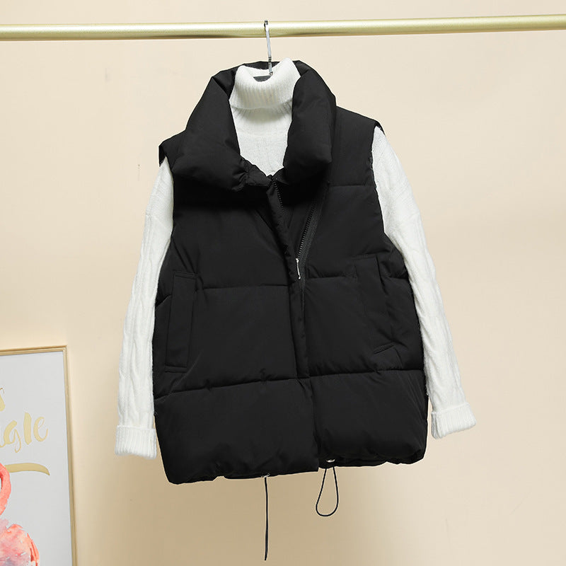 Gilet Femme Élégant Doublé Col Montant
