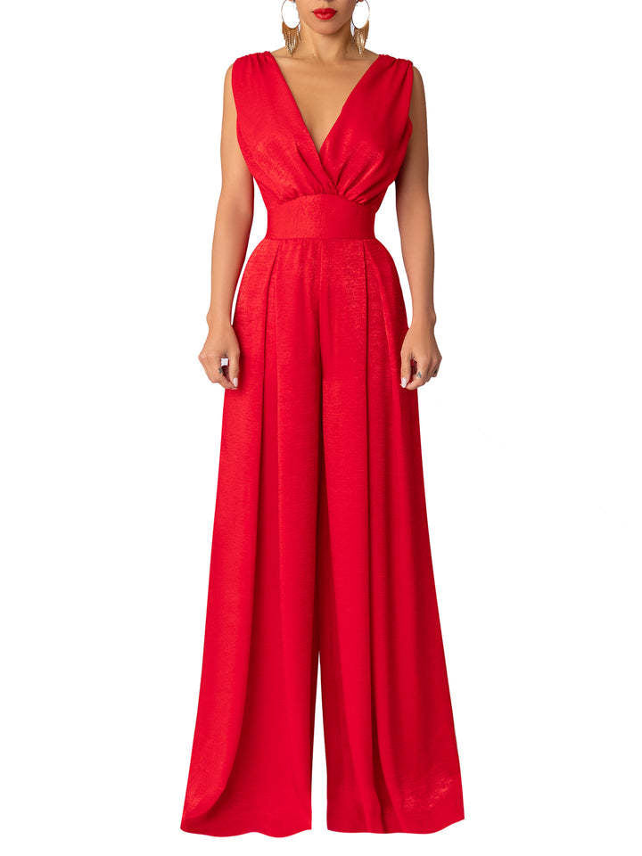 Combinaison élégante Femme Col V Large Jambe
